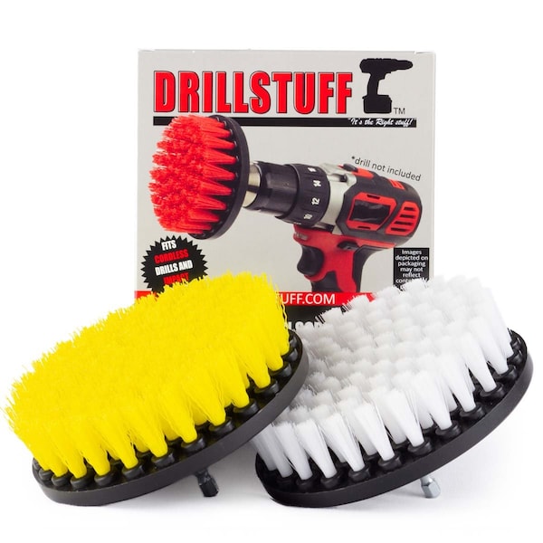 Cepillo de taladro Drillstuff Power Scrubber - Cepillo de fregado alimentado por taladro para exteriores - 5IN-S-WY-QC-DS