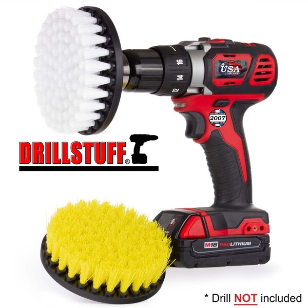 Cepillo de taladro Drillstuff Power Scrubber - Cepillo de fregado alimentado por taladro para exteriores - 5IN-S-WY-QC-DS