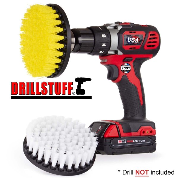 Cepillo de taladro Drillstuff Power Scrubber - Cepillo de fregado alimentado por taladro para exteriores - 5IN-S-WY-QC-DS