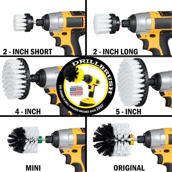 Cepillo Eléctrico Power Scrubber de Drill Brush By Useful Products 7 in W 5 in L, Blanco - W-542OMS-2L-QC-DB