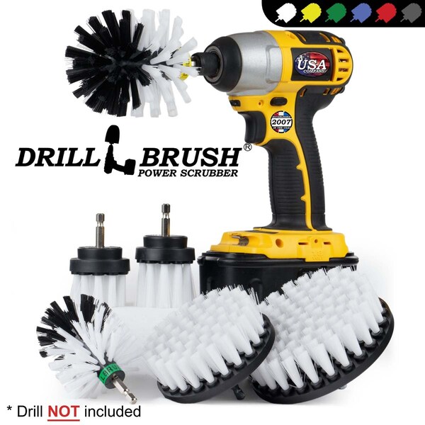 Cepillo Eléctrico Power Scrubber de Drill Brush By Useful Products 7 in W 5 in L, Blanco - W-542OMS-2L-QC-DB