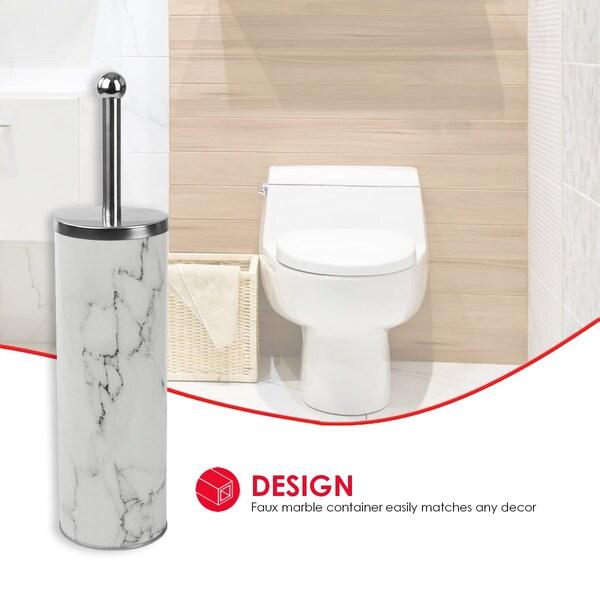 Juego de cepillo para el inodoro con imitación de mármol de Home Basics, blanco - TB41693