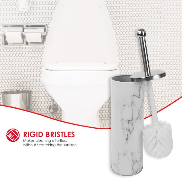 Juego de cepillo para el inodoro con imitación de mármol de Home Basics, blanco - TB41693