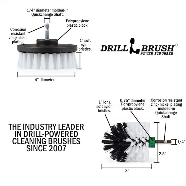 Cepillo de Taladro Drillbrush - Moto - Auto - Camión - Artículos de Limpieza - W-S-4M-QC-DB