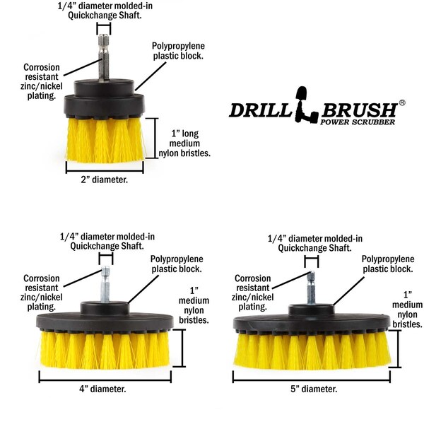 Suministros de limpieza Drillbrush - Cepillo de Taladro - Accesorios para baño - Regadera - Y-S-542-QC-DB