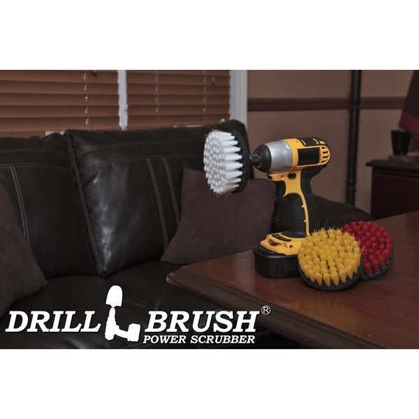 Suministros de limpieza Drillbrush: Cepillo para taladro - Cepillo para fregar suave, medio y rígido - 4IN-LIM-SHORT-WH-YEL-RD