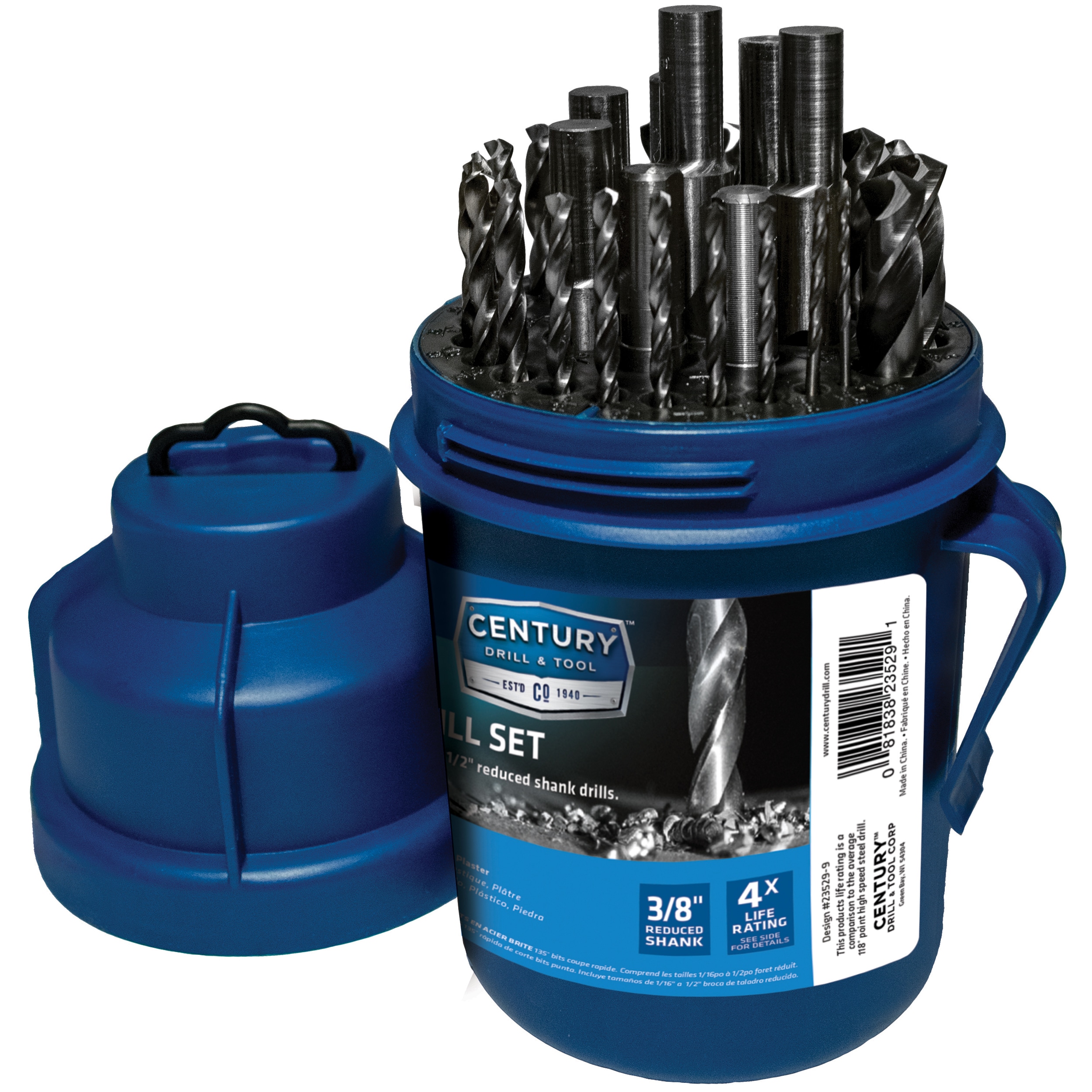 Juego de Brocas de Acero de Alta Velocidad Century Drill & Tool de 29 Piezas de Longitud de Trabajo Variada - Set de Brocas Helicoidales 23529