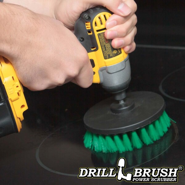 Cepillo de Taladro Power Scrubber de Useful Products 5 pulgadas de ancho y 5 pulgadas de largo, color verde - 5IN-LIM-VERDE-CORTO-QC