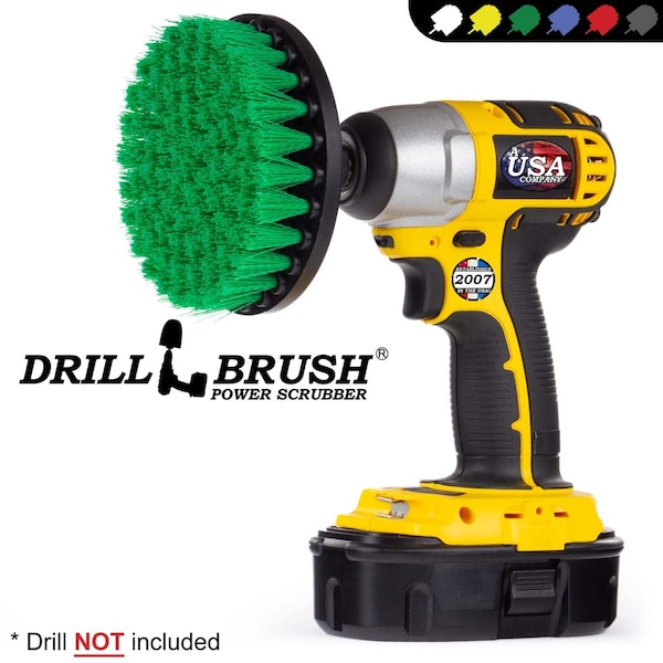 Cepillo de Taladro Power Scrubber de Useful Products 5 pulgadas de ancho y 5 pulgadas de largo, color verde - 5IN-LIM-VERDE-CORTO-QC