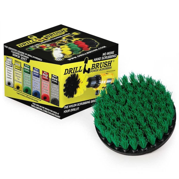 Cepillo de Taladro Power Scrubber de Useful Products 5 pulgadas de ancho y 5 pulgadas de largo, color verde - 5IN-LIM-VERDE-CORTO-QC