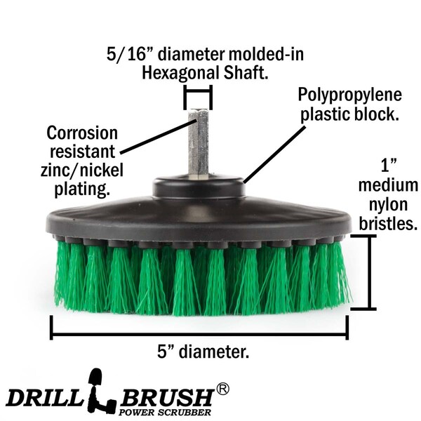 Accesorios para cocina Drillbrush - Suministros de limpieza - Cepillo de taladro - Removedor de moho - 5IN-S-G-H-DB