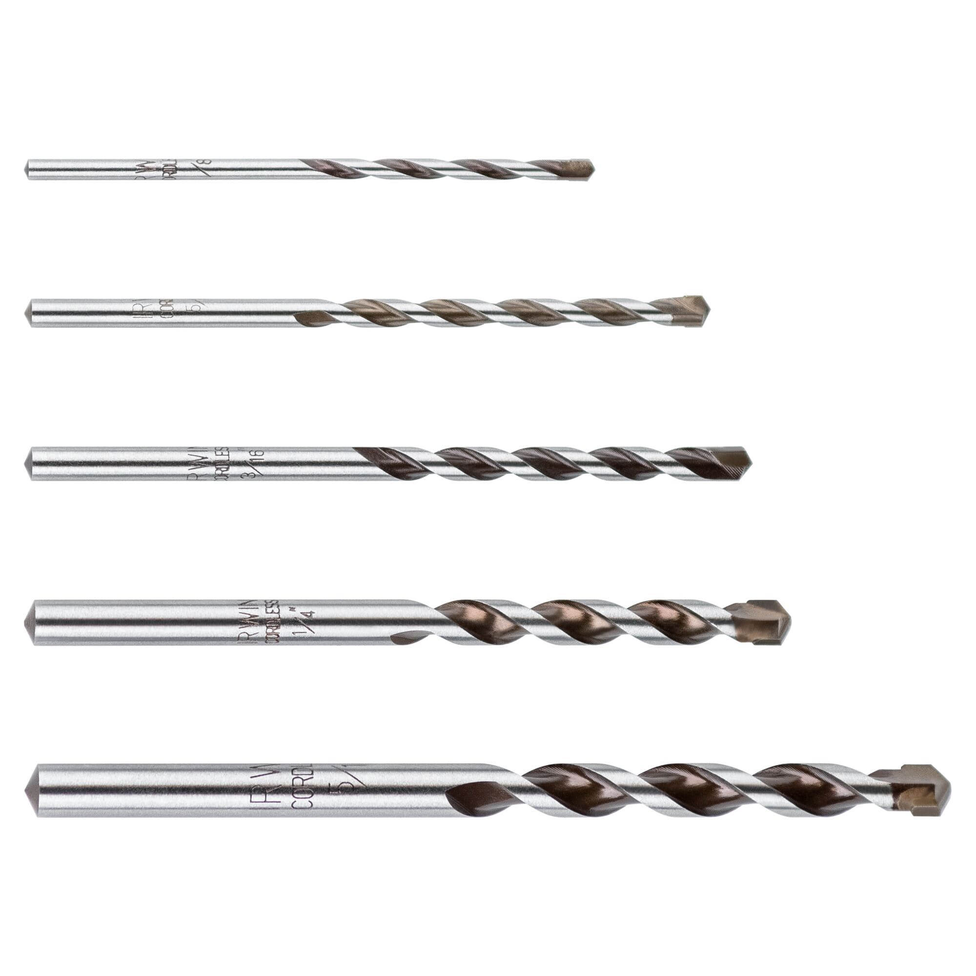 Broca para mampostería de carburo IRWIN Multi-Material de 5 piezas 3/8 pulgadas x 4 pulgadas para taladro rotativo 4935078