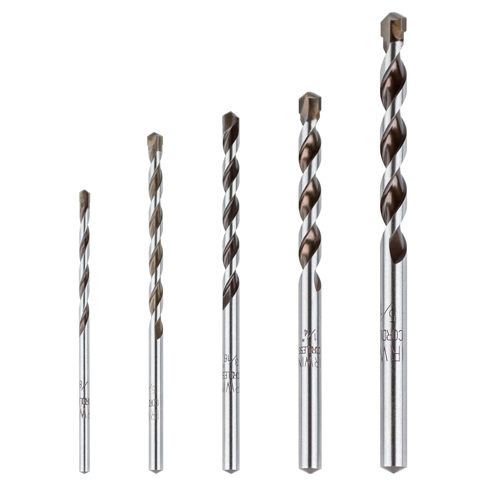 Broca para mampostería de carburo IRWIN Multi-Material de 5 piezas 3/8 pulgadas x 4 pulgadas para taladro rotativo 4935078