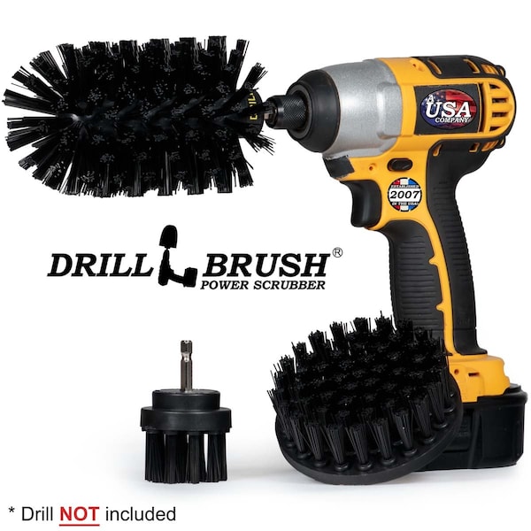 Cepillo Taladro Power Scrubber de Useful Products 5 pulgadas de ancho 7 pulgadas de largo, negro - K-S-42J-QC-DB