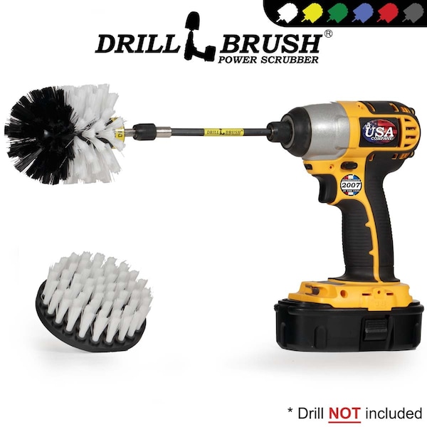 Kit de cepillo de limpieza Drillbrush con extensión de alimentación para limpieza potente - Accesorio para baño - W-S-4O-5X-QC-DB