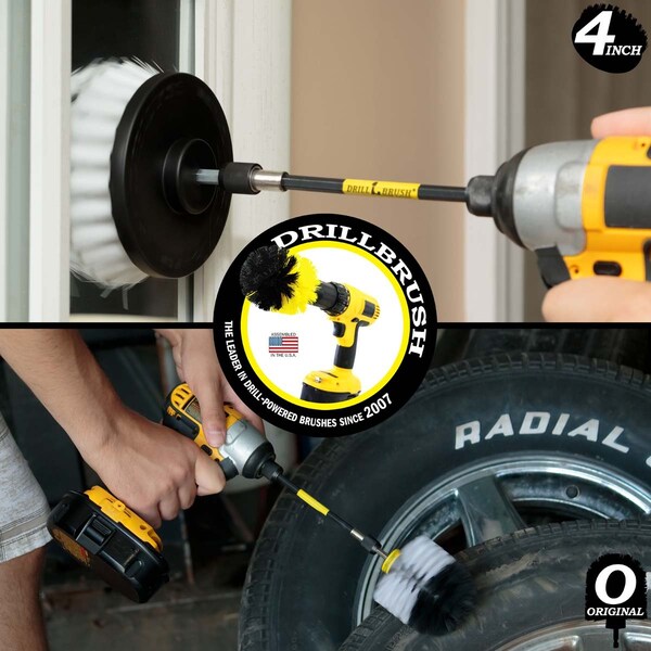 Kit de cepillo de limpieza Drillbrush con extensión de alimentación para limpieza potente - Accesorio para baño - W-S-4O-5X-QC-DB