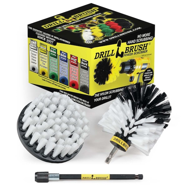 Kit de cepillo de limpieza Drillbrush con extensión de alimentación para limpieza potente - Accesorio para baño - W-S-4O-5X-QC-DB