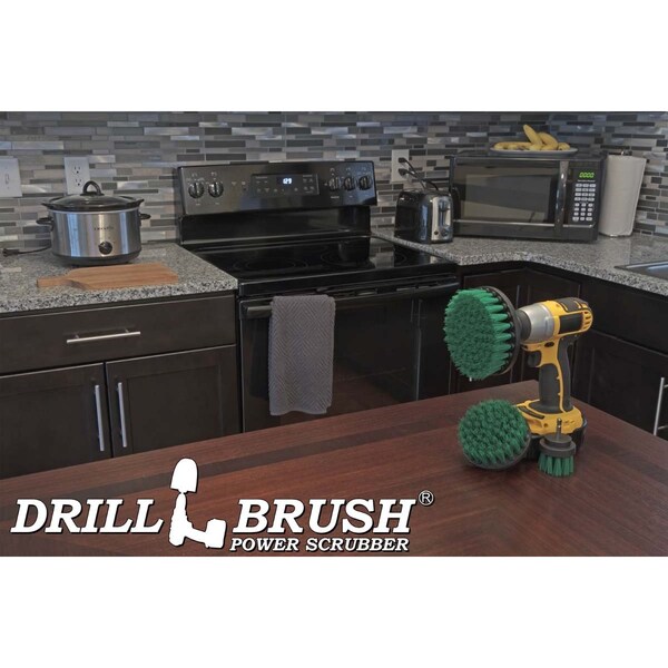 Cepillo Taladro Power Scrubber de Useful Products 5 pulgadas de ancho x 5 pulgadas de largo, verde - G-S-542-QC-DB
