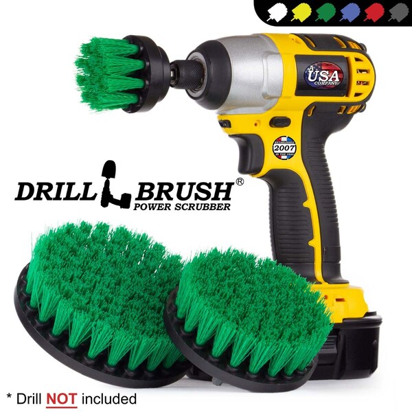 Cepillo Taladro Power Scrubber de Useful Products 5 pulgadas de ancho x 5 pulgadas de largo, verde - G-S-542-QC-DB