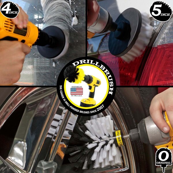 Cepillo de Taladro Power Scrubber de Useful Products 5 in W 7 in L, Blanco - W-S-54O-QC-DB