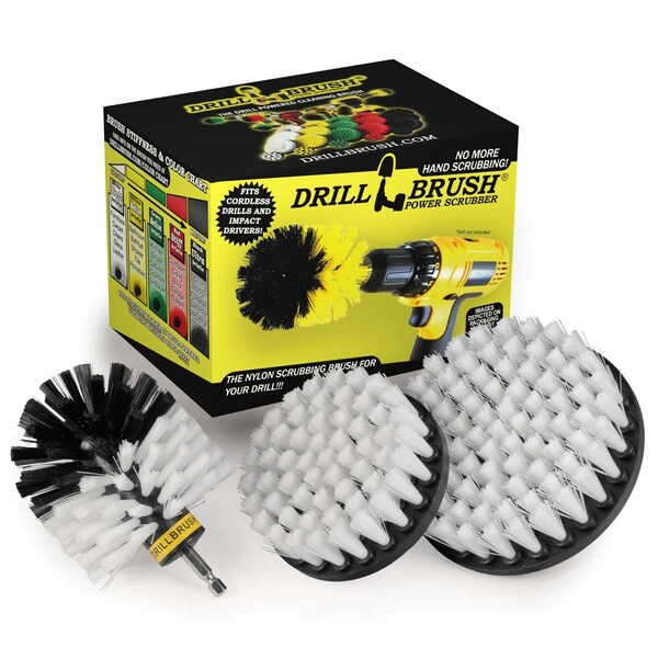 Cepillo de Taladro Power Scrubber de Useful Products 5 in W 7 in L, Blanco - W-S-54O-QC-DB