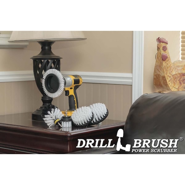 Cepillo para taladro Power Scrubber de Useful Products 5 pulgadas de ancho 7 pulgadas de largo, blanco - W-S-E542O-QC-DB
