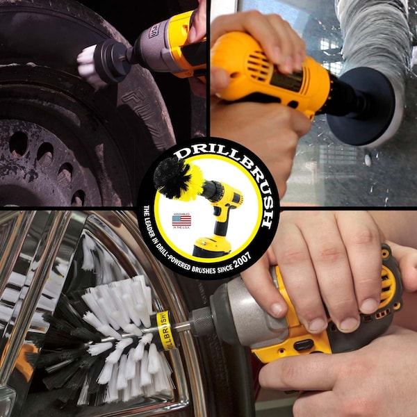 Cepillo Taladro Power Scrubber de Useful Products 5 pulgadas de ancho 5 pulgadas de largo, Blanco - W-S-42O-QC-DB
