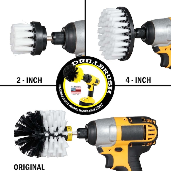 Cepillo Taladro Power Scrubber de Useful Products 5 pulgadas de ancho 5 pulgadas de largo, Blanco - W-S-42O-QC-DB