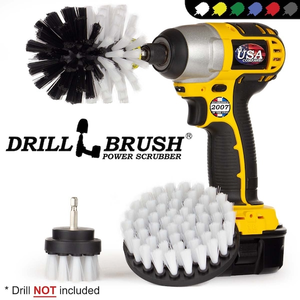 Cepillo Taladro Power Scrubber de Useful Products 5 pulgadas de ancho 5 pulgadas de largo, Blanco - W-S-42O-QC-DB