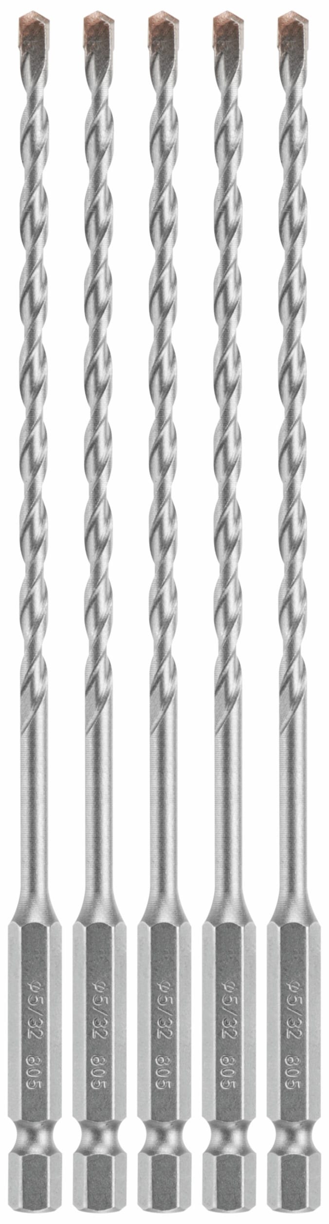 Broca para mampostería de acero de alta velocidad Bosch Impact Tough de 5 piezas, 5/32 pulgadas x 6 pulgadas para martillo perforador LBHX0025