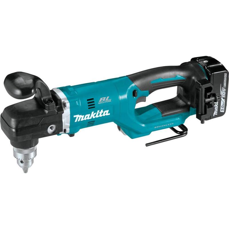 Kit de Taladro Angular Derecho Inalámbrico sin Escobillas de Litio-Ion LXT de 18V Makita 1/2 pulgadas (5.0Ah) - XAD05T