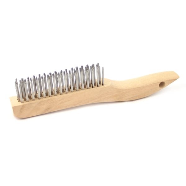 Cepillo de cerdas para limpieza de Brush Research Manufacturing B46S, mango en forma de zapato, .006SS, 4X16, 1" de recorte, 10" de longitud total - B46S