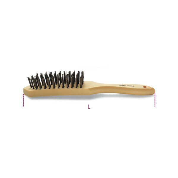 Cepillo de alambre de acero Beta 1737AC, mango de madera - 017370020