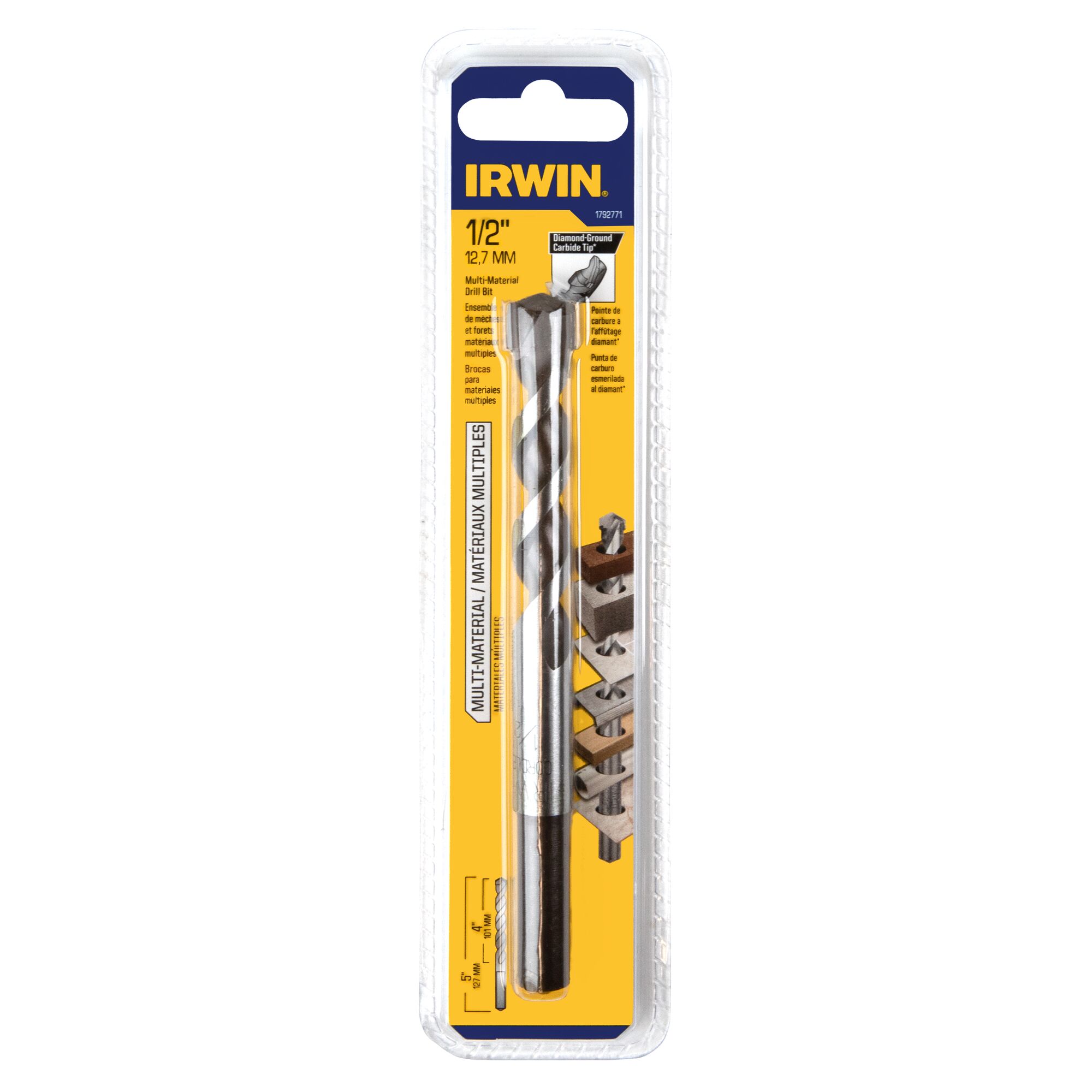 Broca para Taladro Rotativo IRWIN Multi-material de Carburo de 1/2 pulg. x 6 pulg. 1792771 para Albañilería