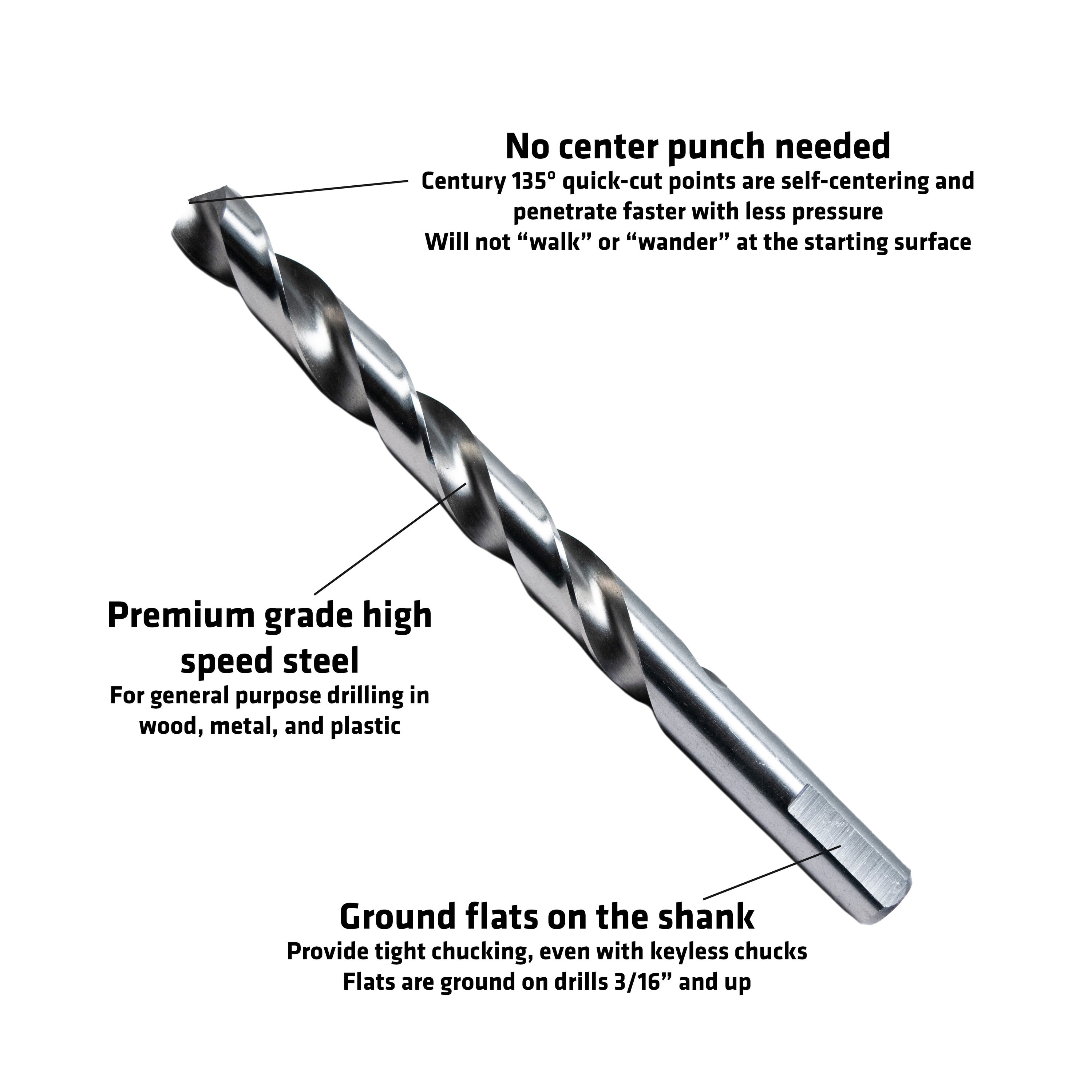 Juego de Brocas 29-Piezas de Acero de Alta Velocidad de Longitud Jobber Variada de Century Drill & Tool Modelo 22529