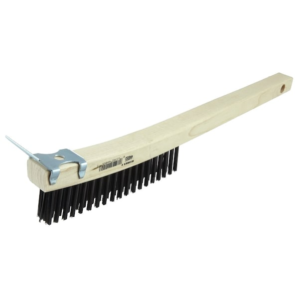 Cepillo de alambre con rascador Weiler, relleno de acero al carbono de .012, 3 x 19 hileras - 44055