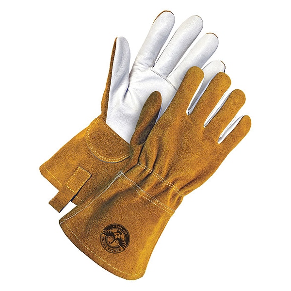 Guante de soldadura TIG Bdg Gander con dorso de cuero dividido y palma de piel de cabra, talla L - 60-1-1722-L