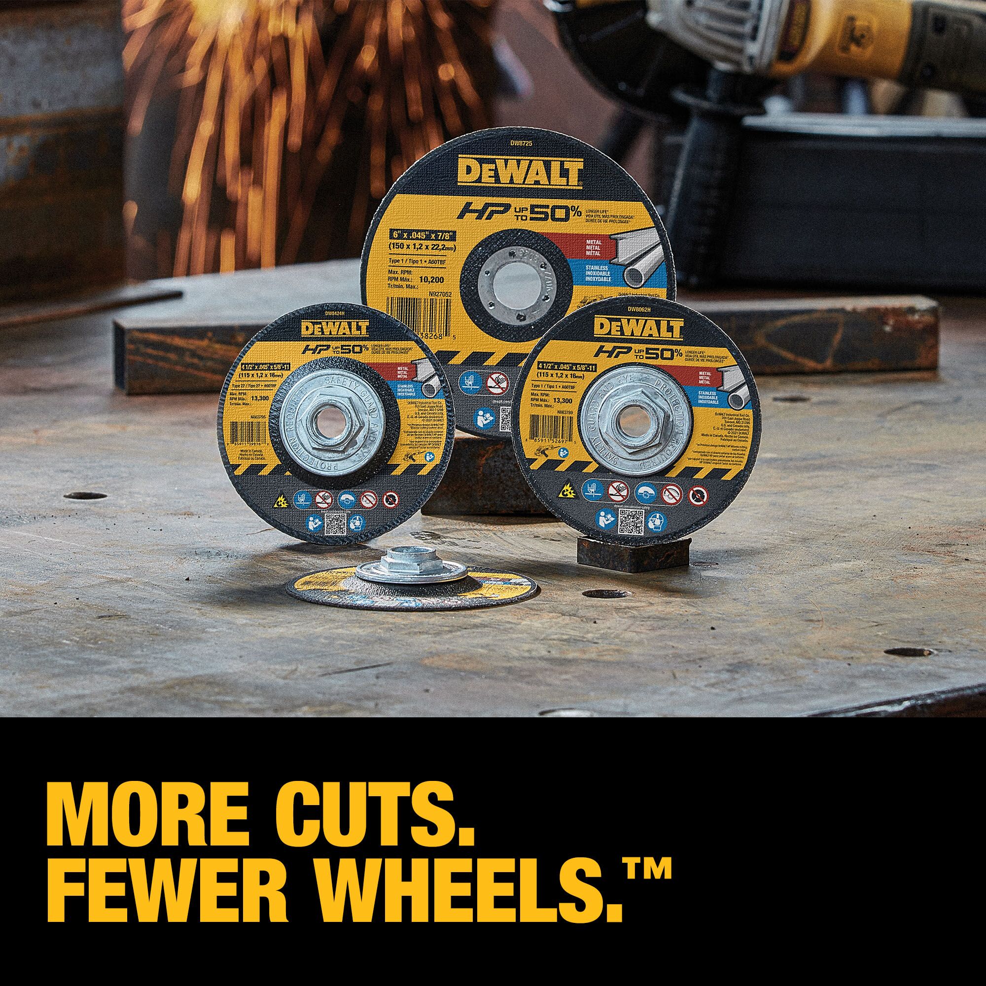 Rueda de corte DEWALT de óxido de aluminio de 4.5 pulgadas DW8062-L
