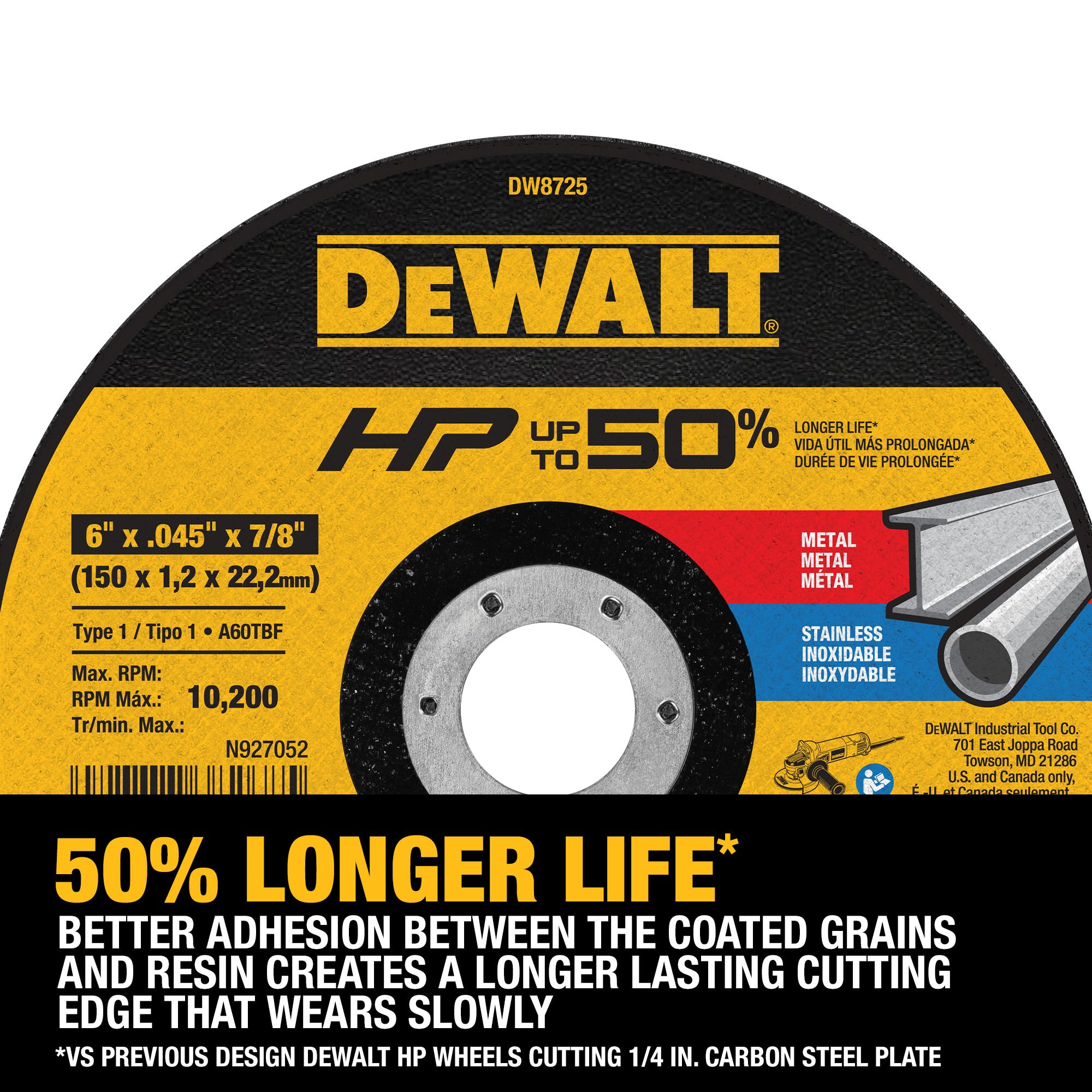 Rueda de corte DEWALT óxido de aluminio de 4.5 pulgadas DW8424-L