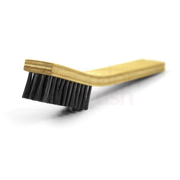 Cepillo para raspar resistente con mango de madera contrachapada y alambre de acero inoxidable de 0.006" de 4 x 11 filas de Gordon Brush - 81SSG-12