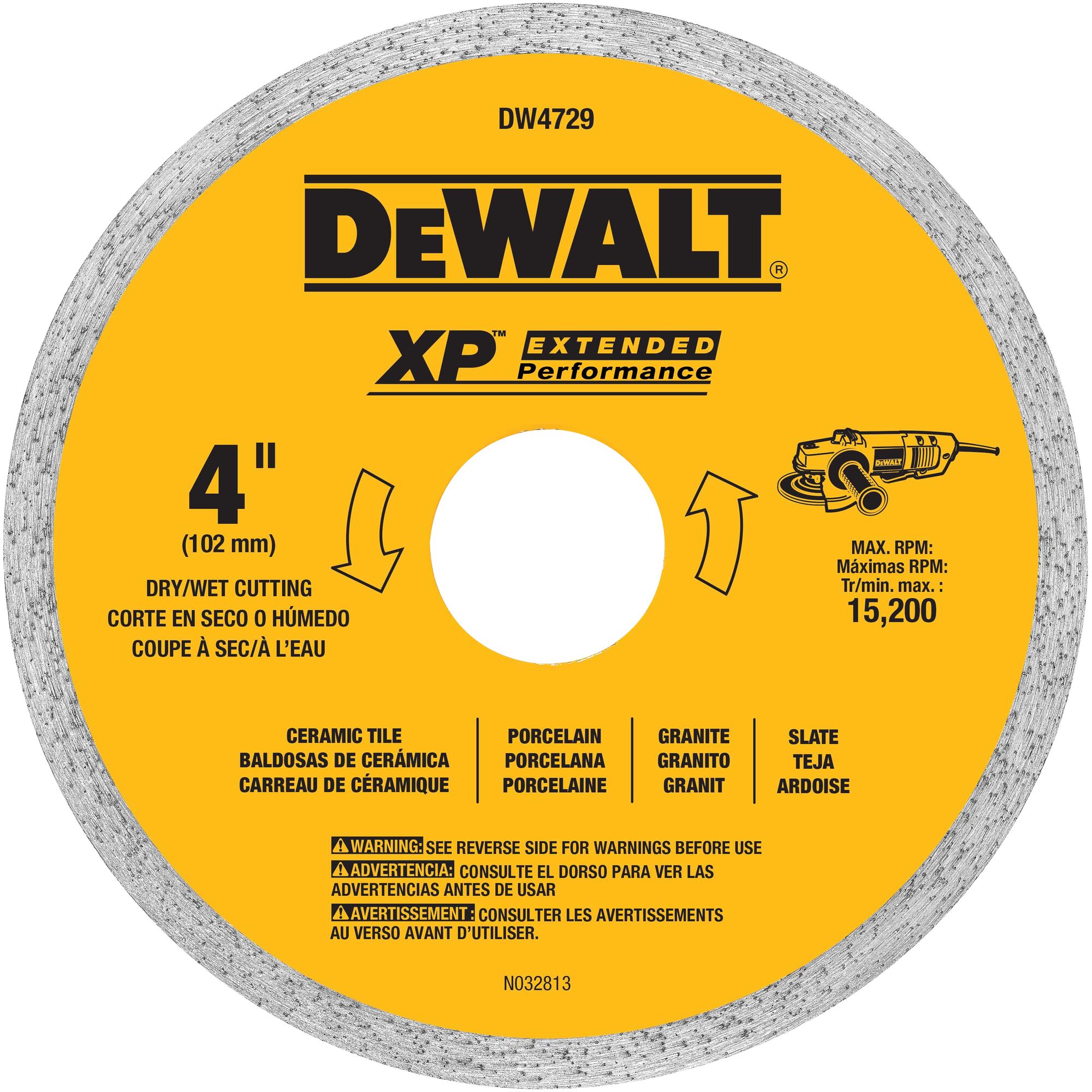 Rueda de muela de rectificado de diamante DEWALT 4 pulgadas con arbor de diamante - Grit DW4729