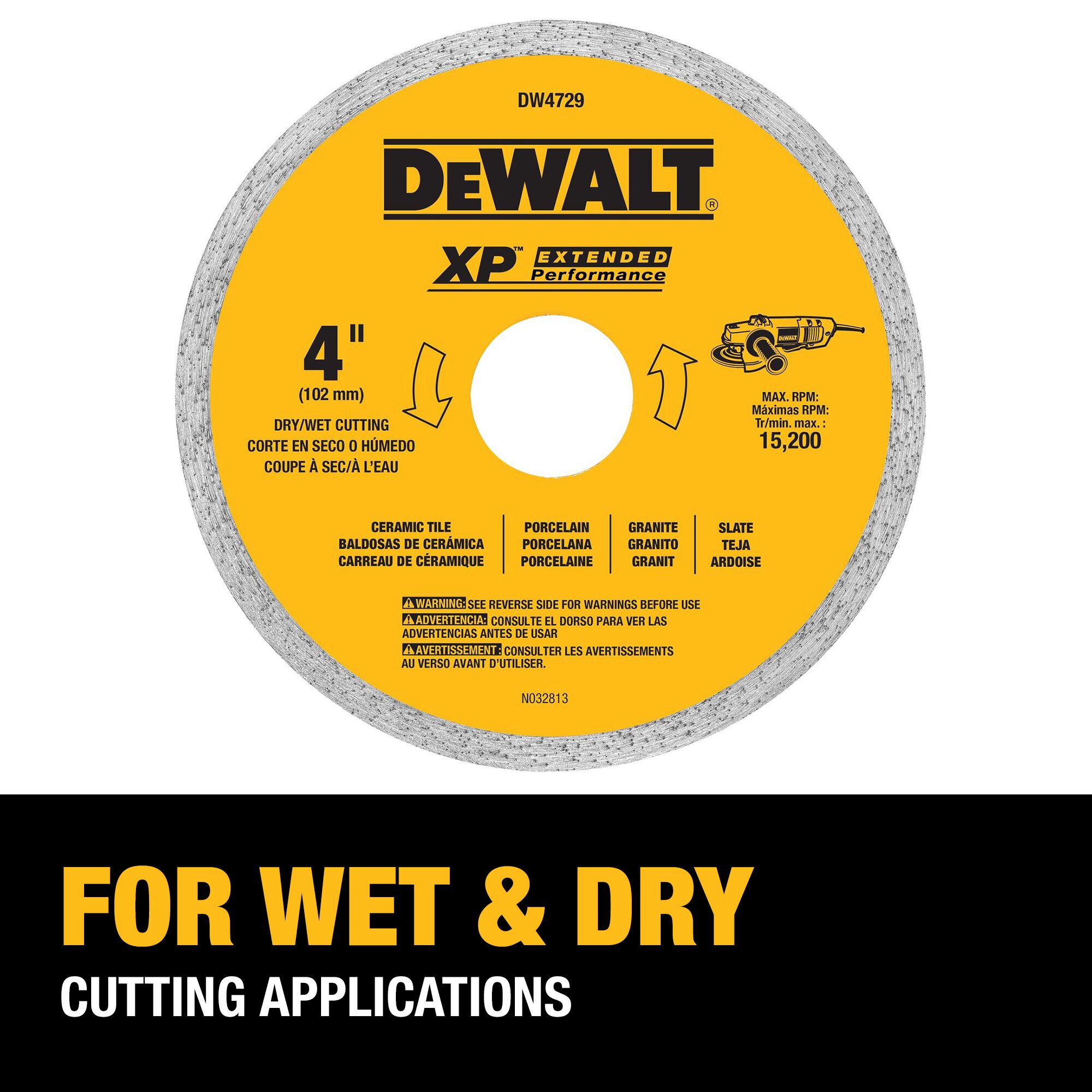 Rueda de muela de rectificado de diamante DEWALT 4 pulgadas con arbor de diamante - Grit DW4729
