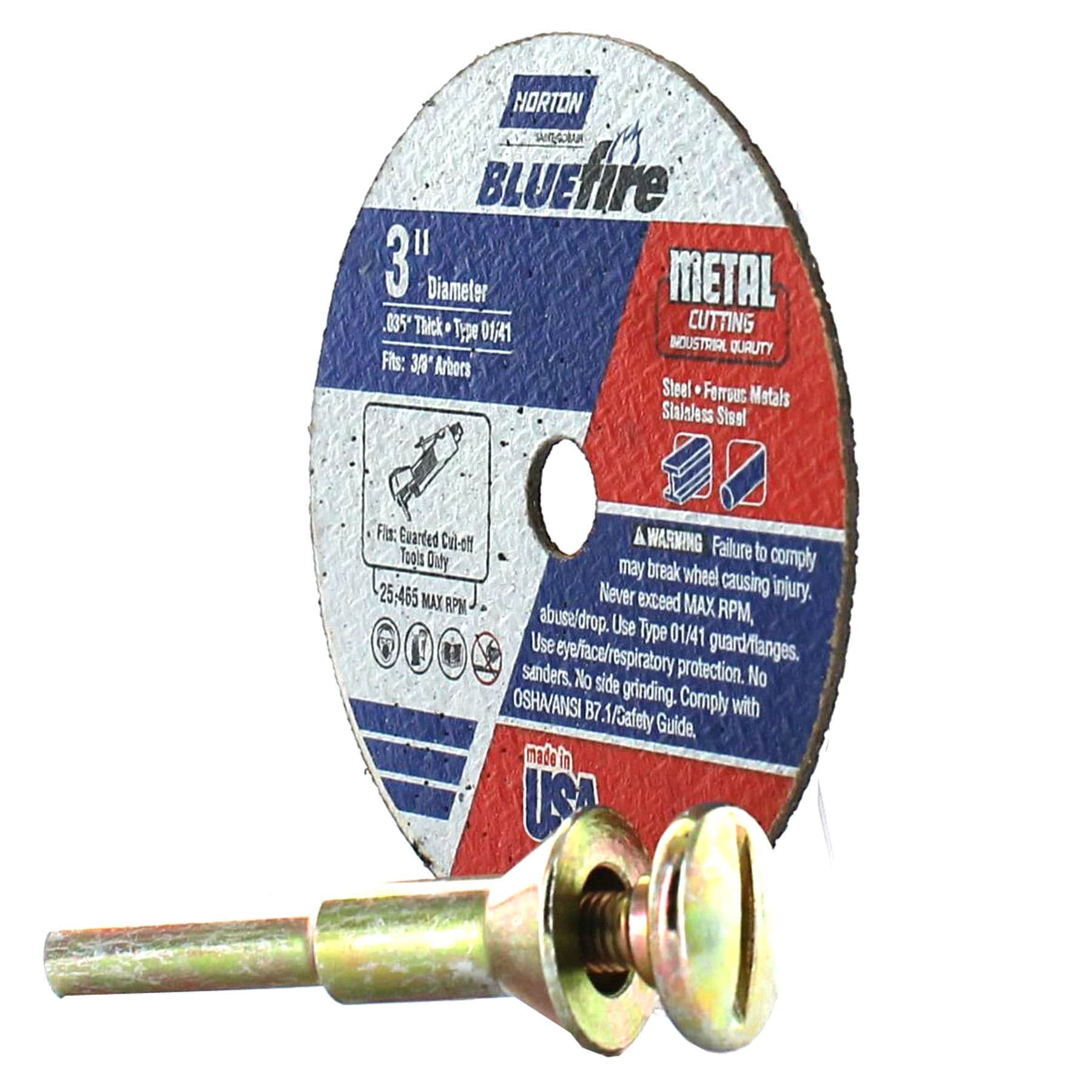 Disco de corte abrasivo Norton Blue Fire de 3 pulgadas con unión 50530-038