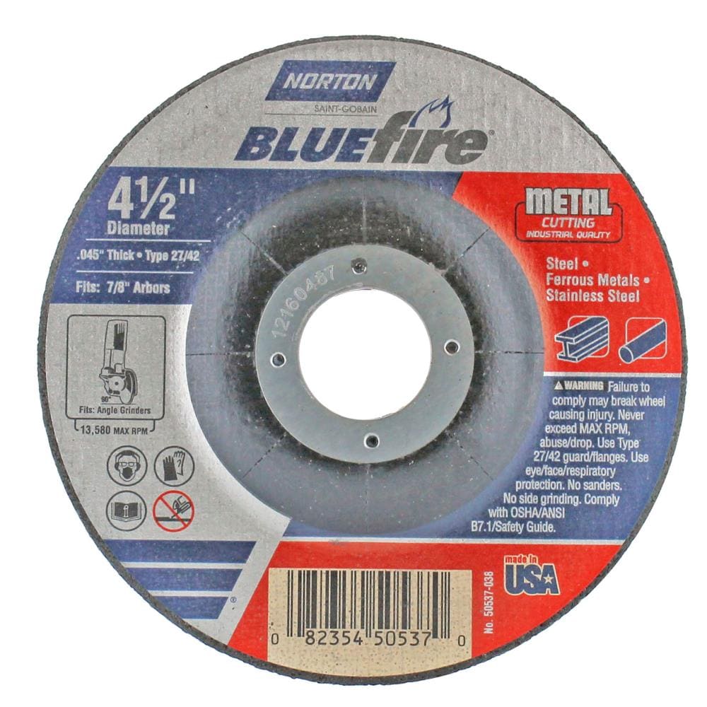 Rueda de corte abrasivo Norton Bluefire 4.5 pulgadas 50537-038