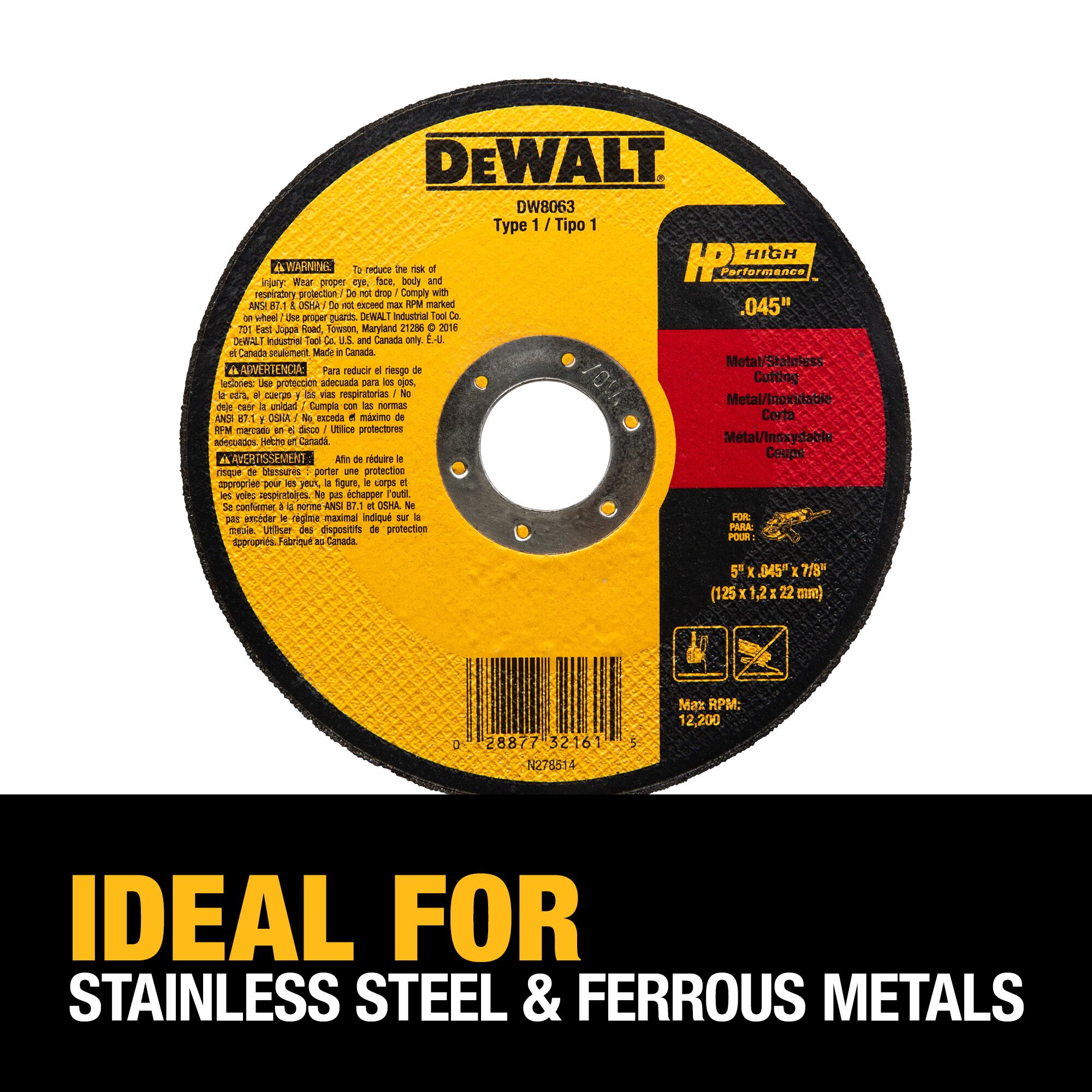 DEWALT HP Rueda de corte multigrado de óxido de aluminio de 5.0 pulgadas - Grit Cut-off wheel DW8063