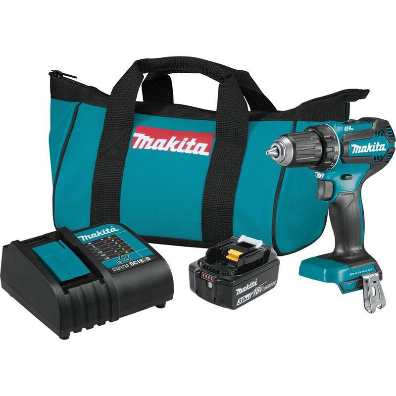 Kit de taladro atornillador inalámbrico Makita 18V LXT de iones de litio sin escobillas de 1/2 pulgadas, 3.0Ah con juego de 35 puntas de impacto Impact XPS - XFD131-E-01666.