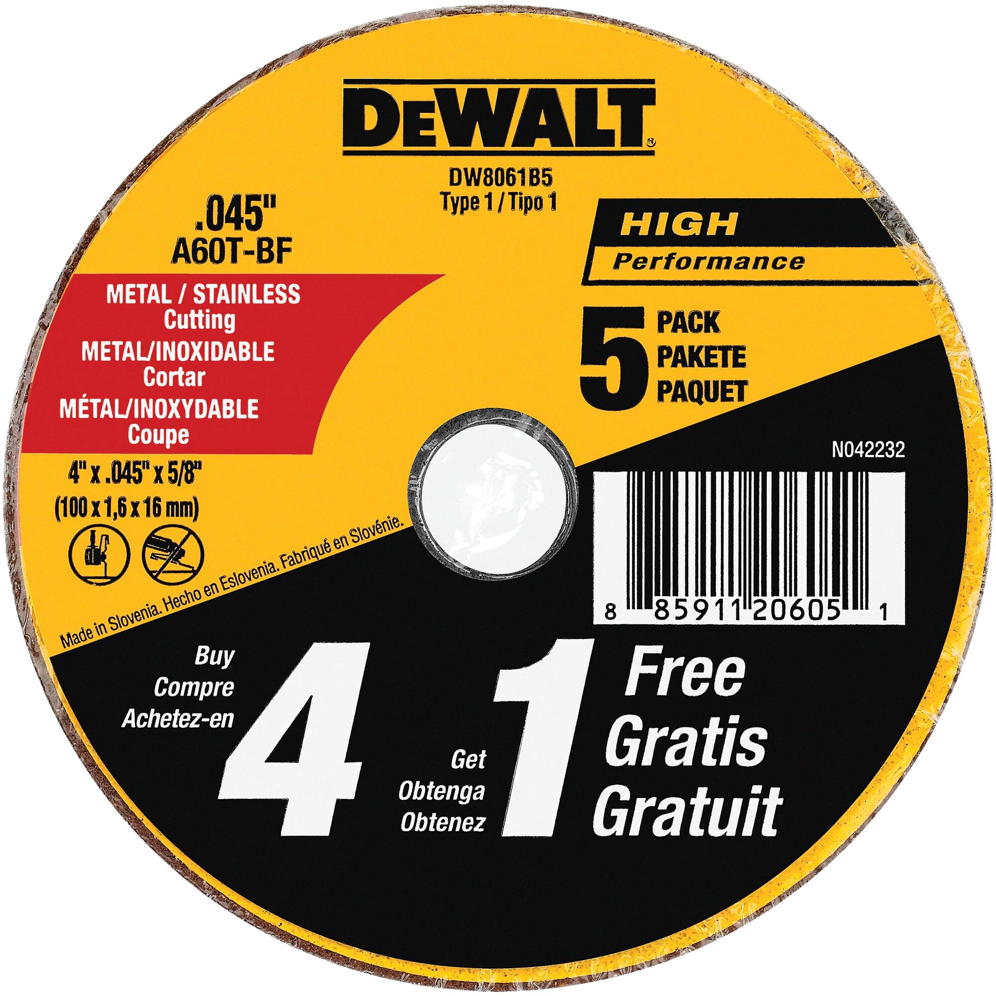 Rueda de esmerilado DEWALT HP High Performance 4.0-in de óxido de aluminio 60-Grit DW8061