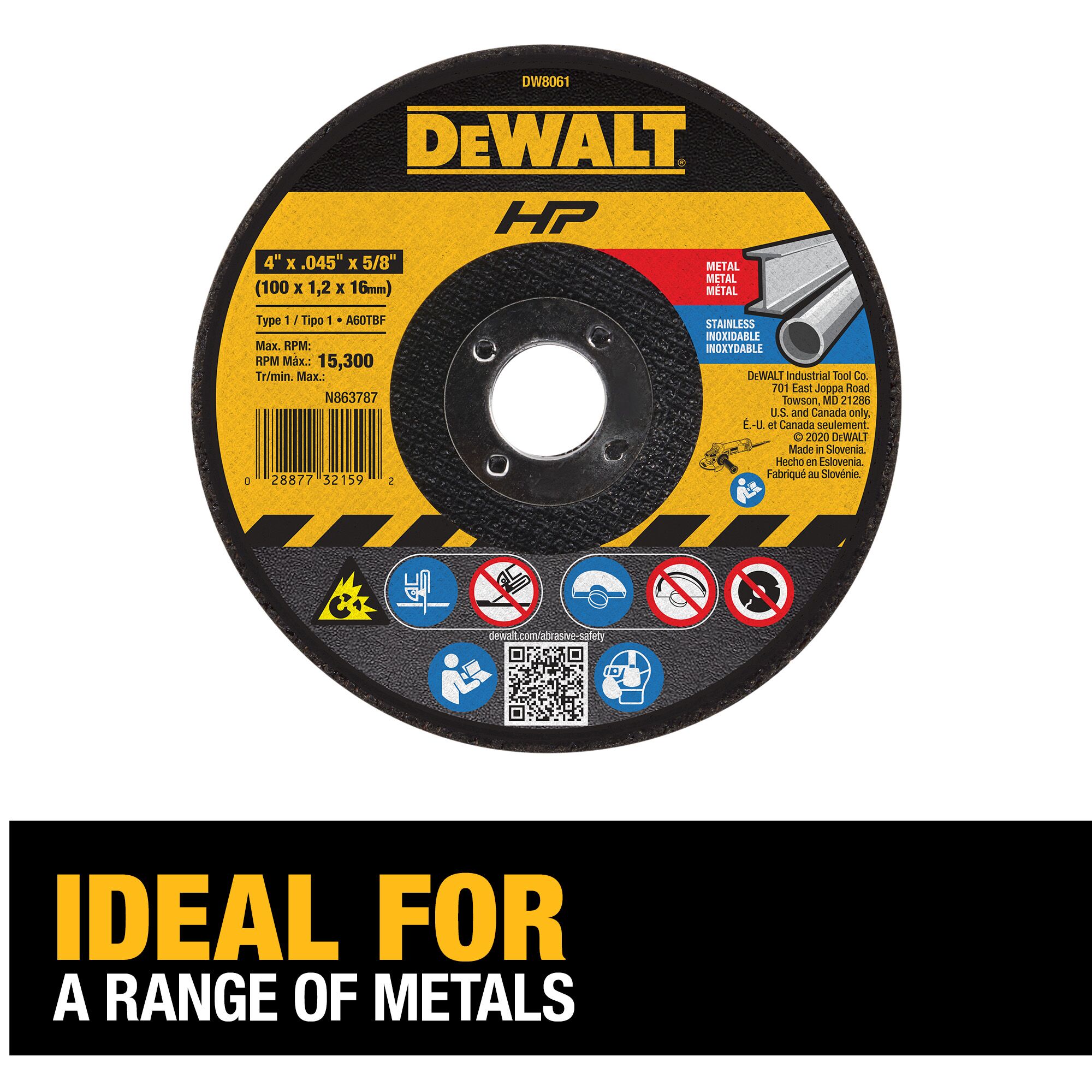 Rueda de esmerilado DEWALT HP High Performance 4.0-in de óxido de aluminio 60-Grit DW8061