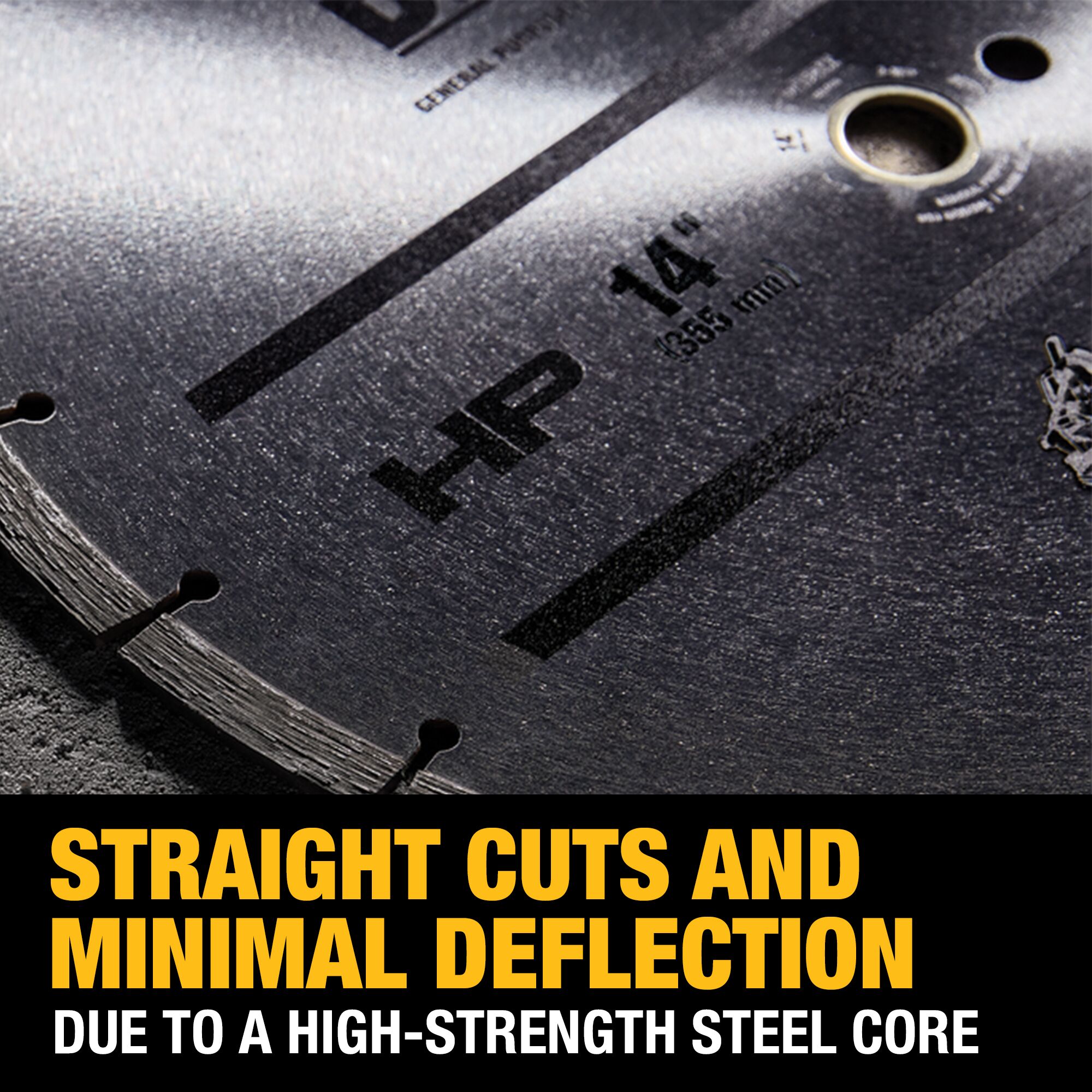 Rueda de corte de diamante DEWALT HP segmentada de 14 pulgadas modelo DW47410