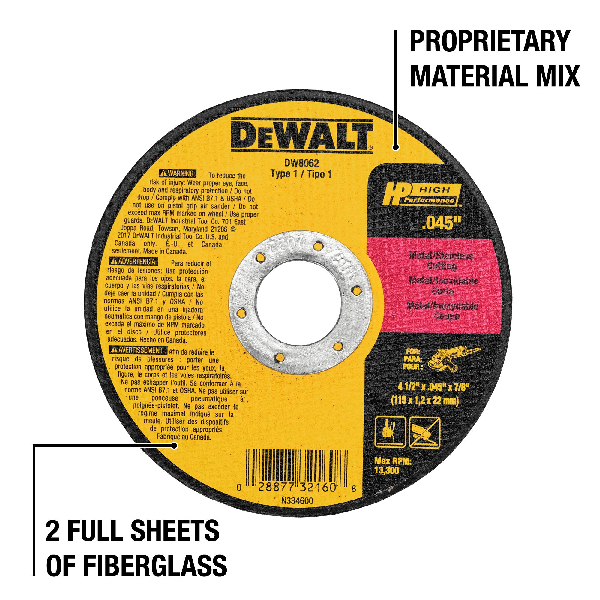 Disco de desbaste DEWALT 5-pack de 4.5 pulgadas de óxido de aluminio de grano 60 DW8062B5-L
